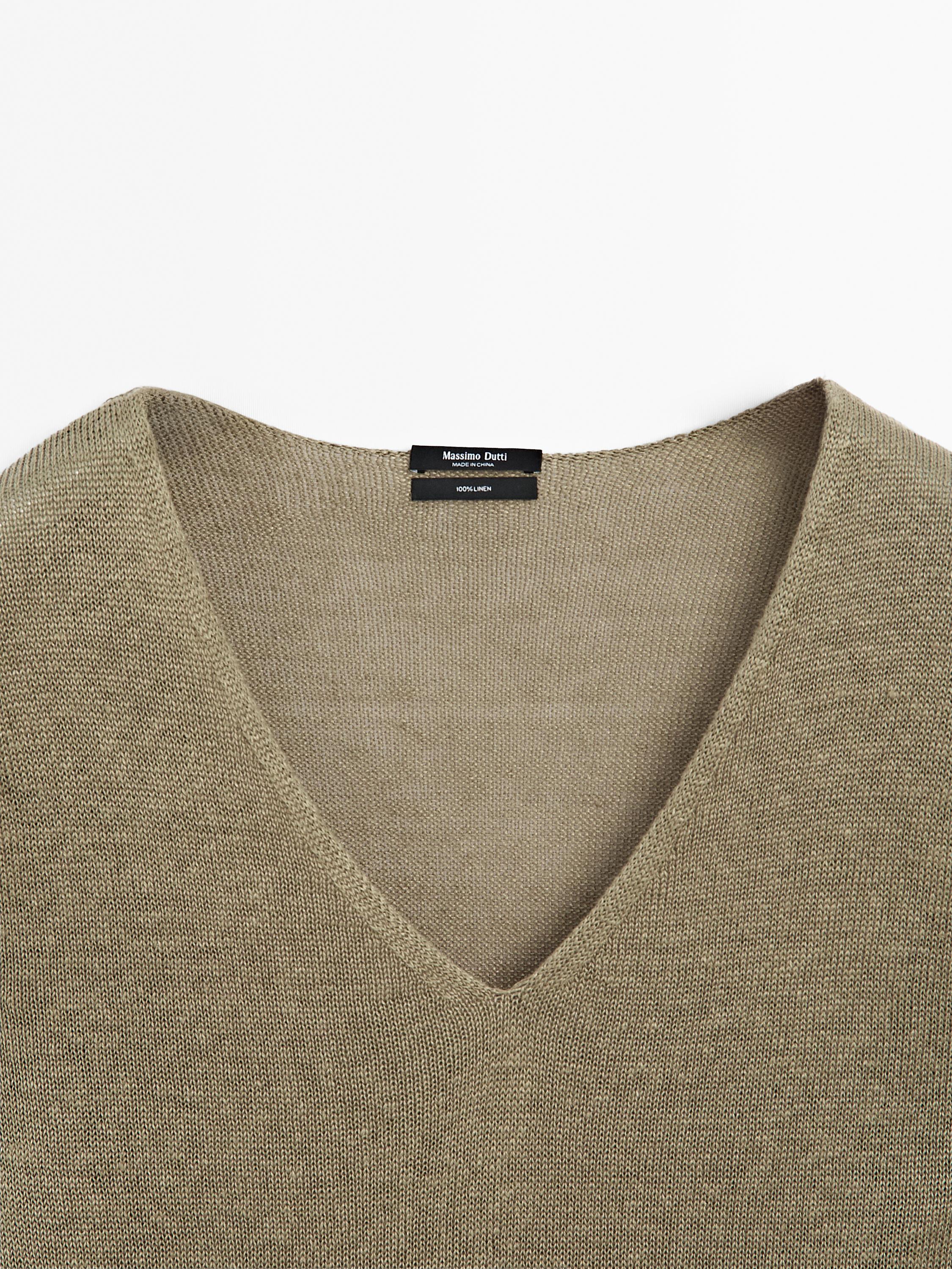 100% linen long sleeve knit sweater